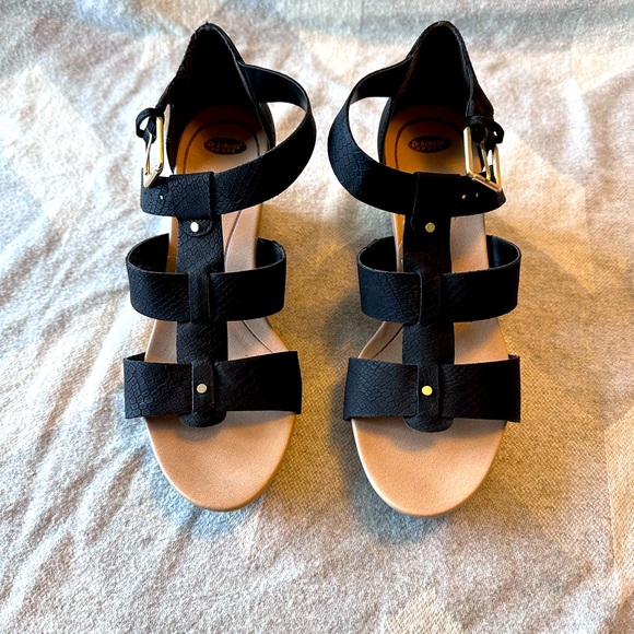 Dr Scholl’s black wedge Sandals size 8 - Picture 1 of 4